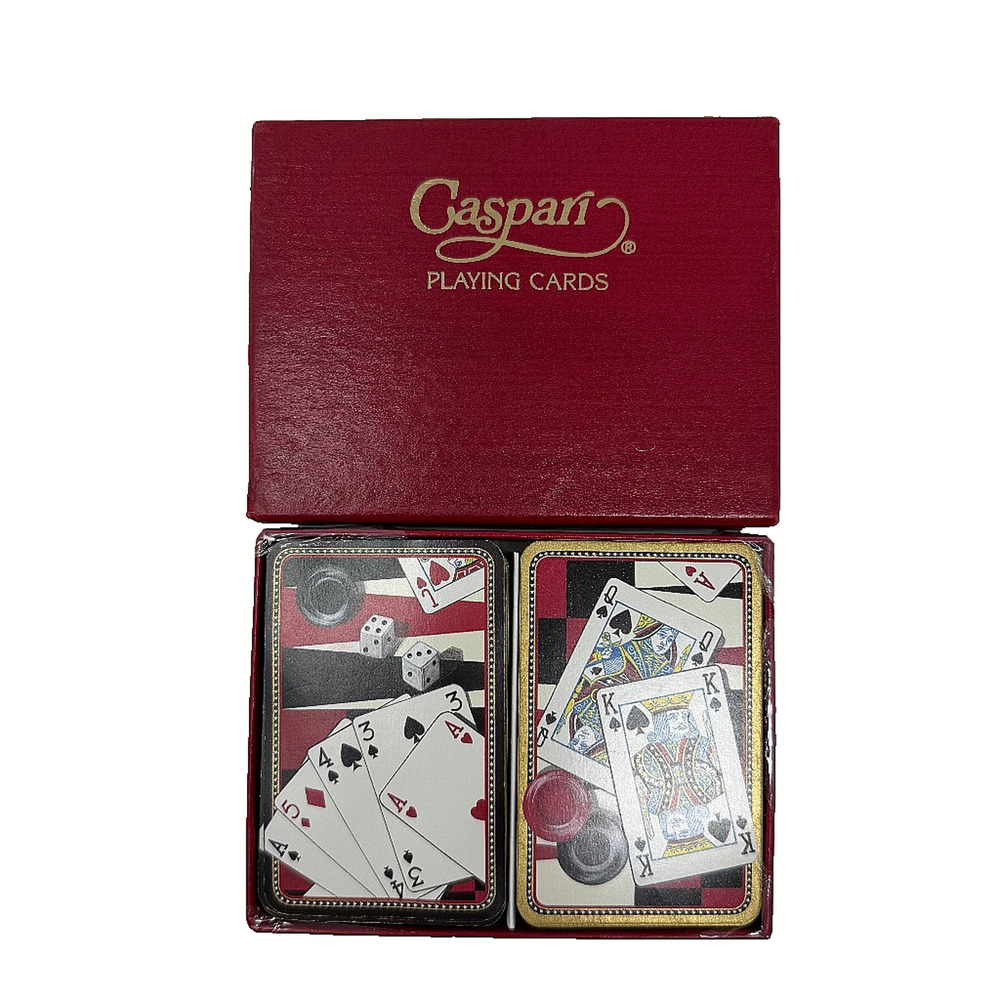 Caspari Cecilia Garvin Gaming Playing Cards 2 Deck Set Red Box Vintage